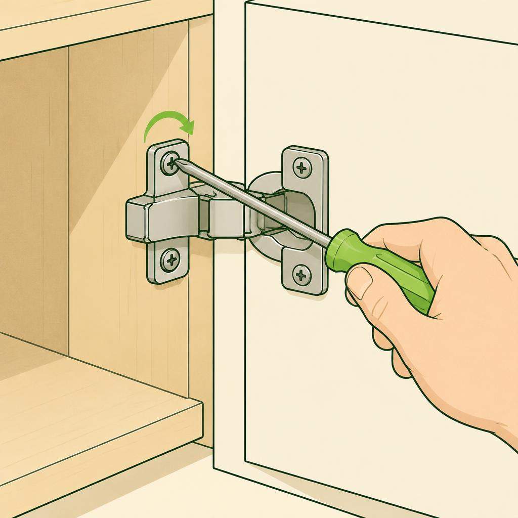 Serrer une charnière de porte d’armoire lâche, étape 2