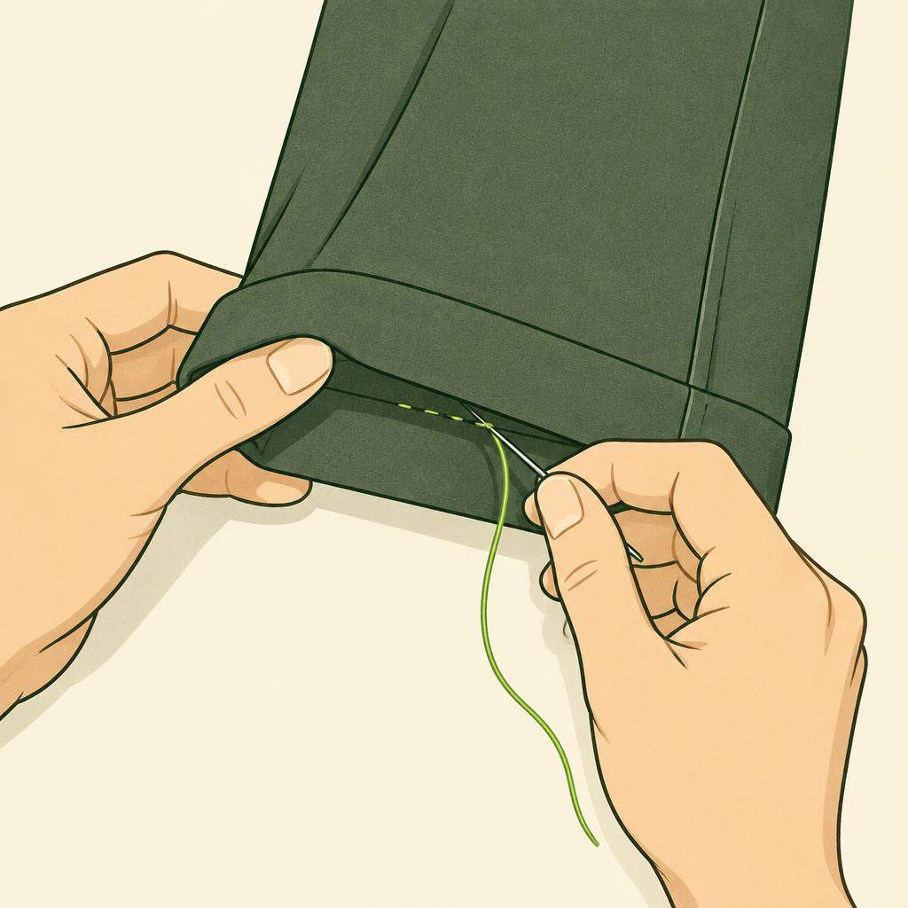 Coudre un ourlet de pantalon simple à la main, étape 3