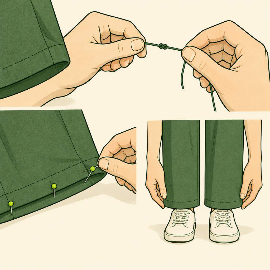 Coudre un ourlet de pantalon simple à la main, étape 4
