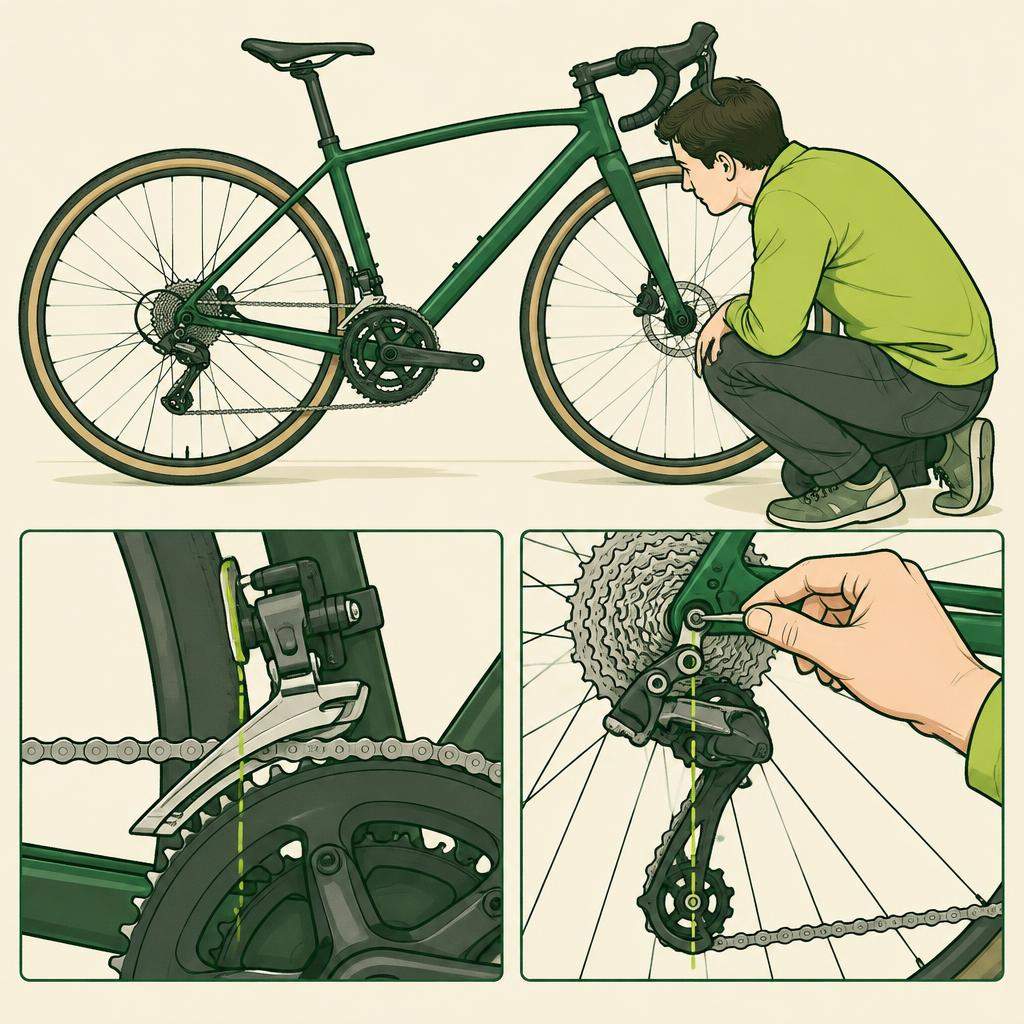 Illustration : Vérifier l’alignement du dérailleur