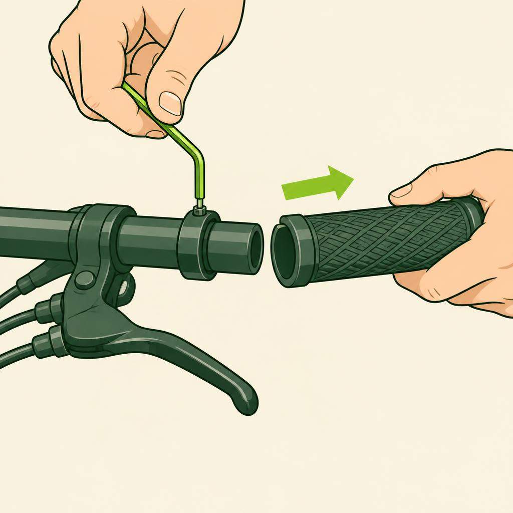 Remplacer des poignées de vélo lock-on, étape 2