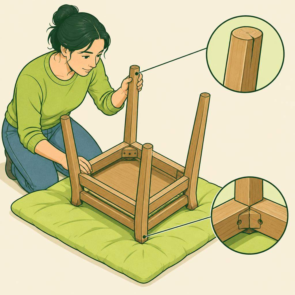 A chair fastener being tightened carefully