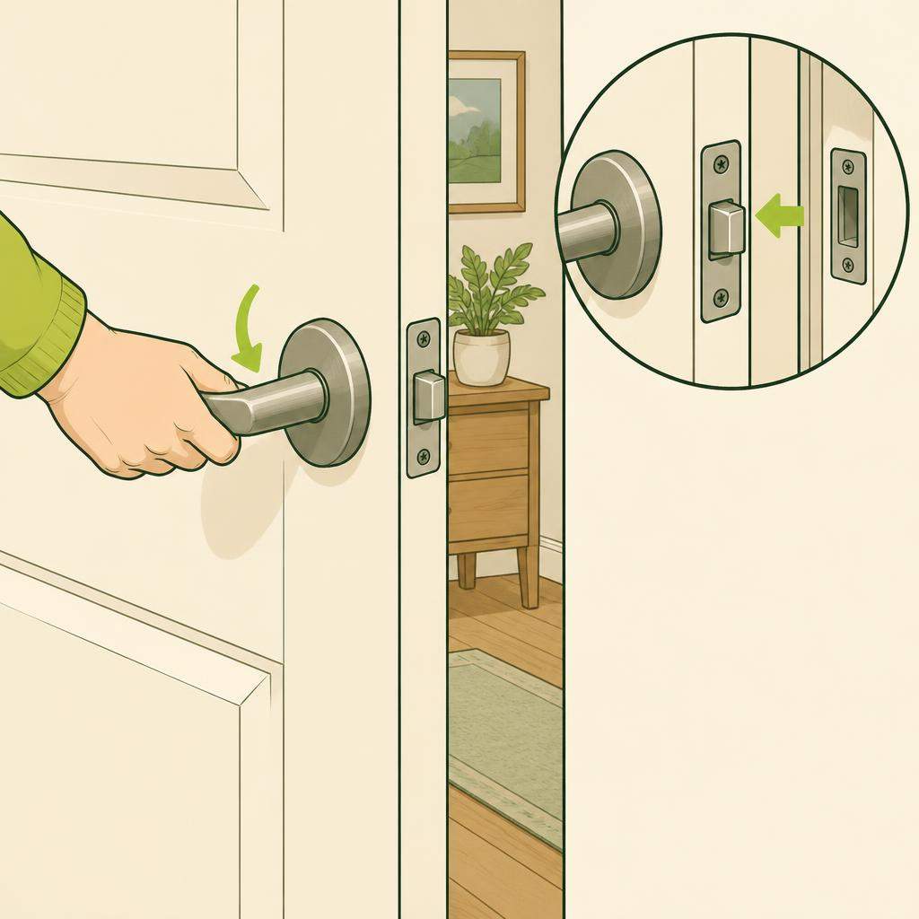 Débloquer un loquet de porte intérieure collant, étape 1