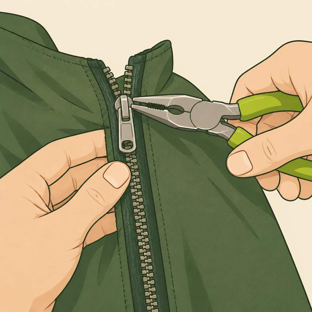 Illustration for Zipper slider misaligned or separated, step 3