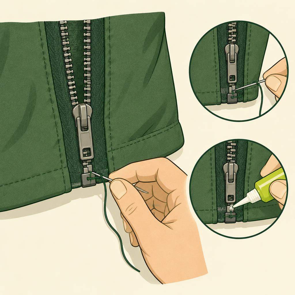 Illustration for Zipper slider misaligned or separated, step 5