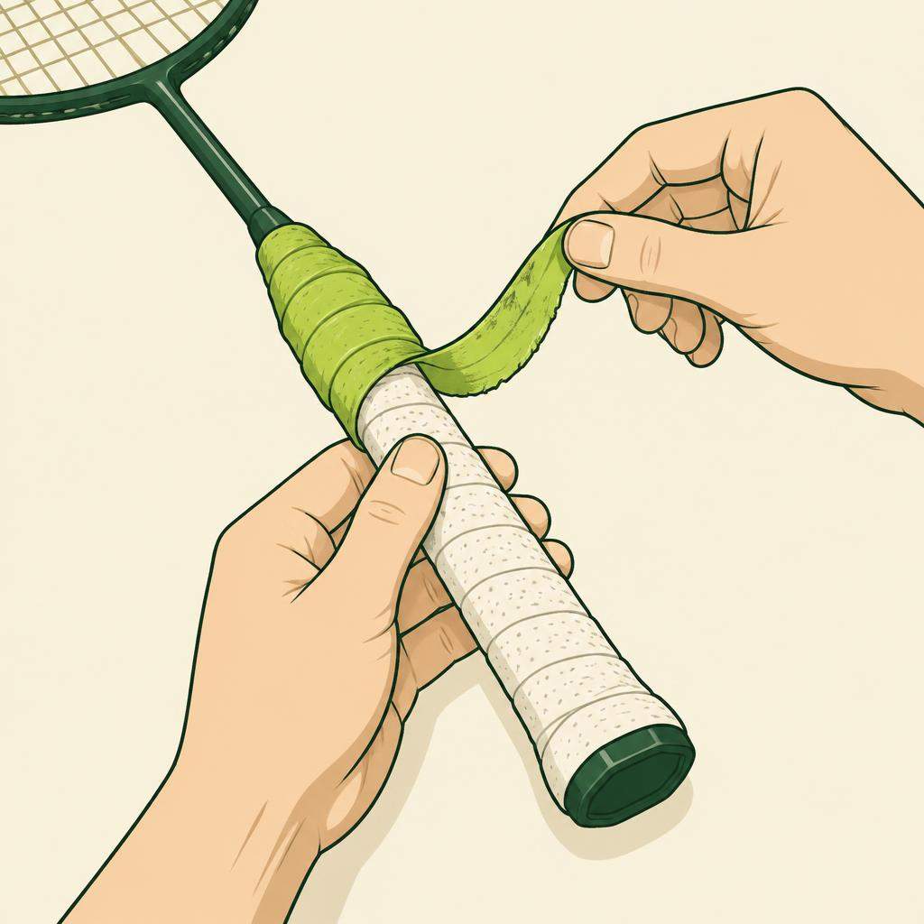 Remplacer un surgrip usé de badminton, étape 2