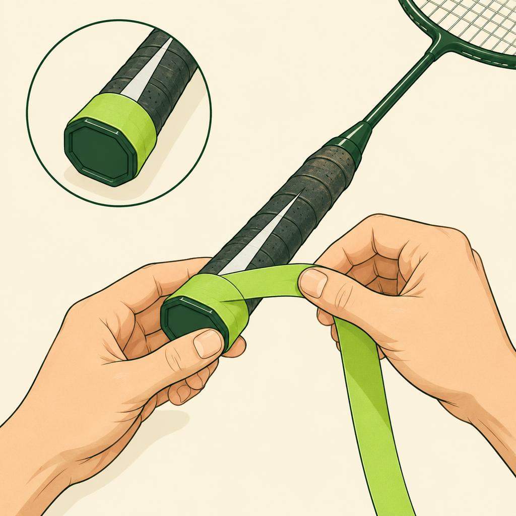 Remplacer un surgrip usé de badminton, étape 3
