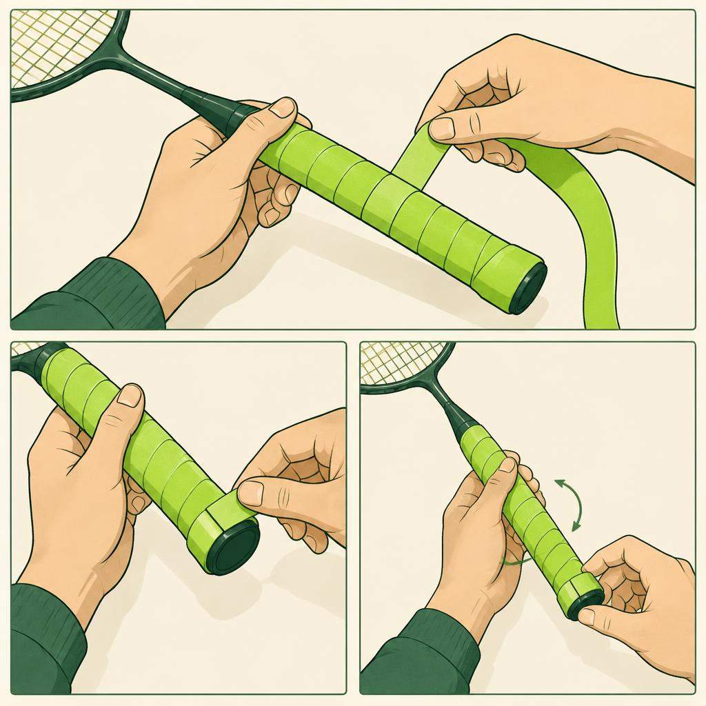 Remplacer un surgrip usé de badminton, étape 4