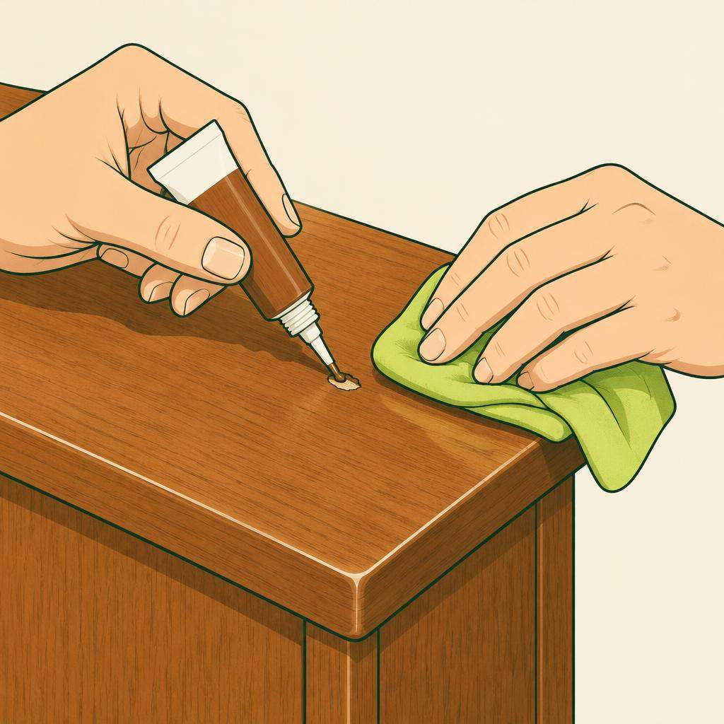 Retoucher une petite éclature dans une finition bois, étape 4
