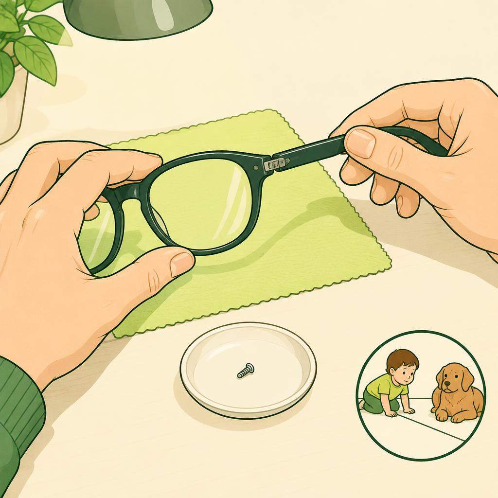 Serrer une vis de branche de lunettes desserrée, étape 2