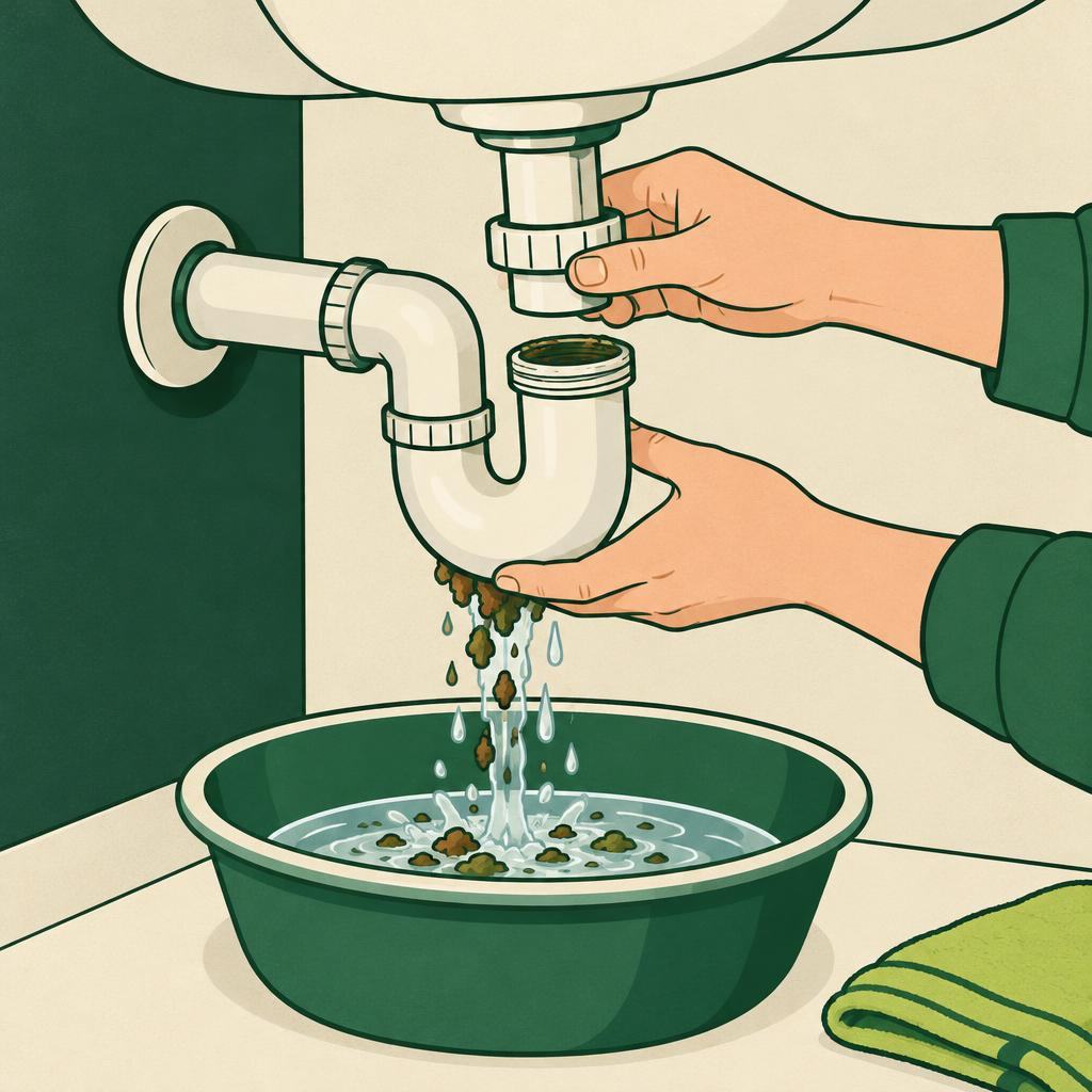 Illustration : Nettoyer un siphon accessible