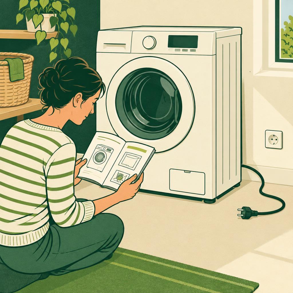 Un filtre de lave-linge vérifié, appareil débranché, avec un bac prêt à recueillir l’eau