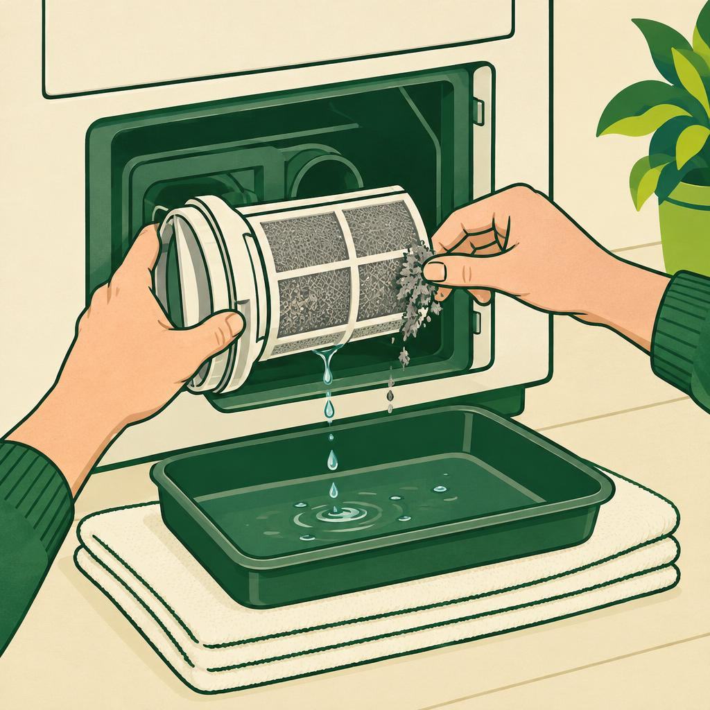 Washing machine not draining? Check the pump filter safely: Clean an accessible filter